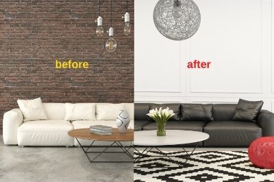 interior alteration of a living room before and after