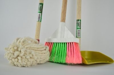 mop, broom and dust pan required for cleaning